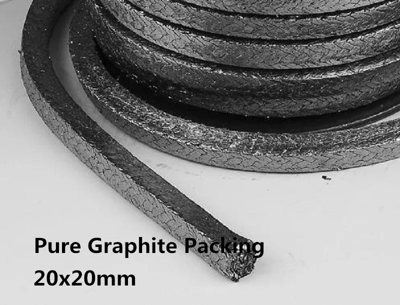 Ochoos New 20x20mm 20mm Graphite Packing Graphite Wire Rod Expanded Soft Flexible Graphite wear-Resisting Heat-Resistant 